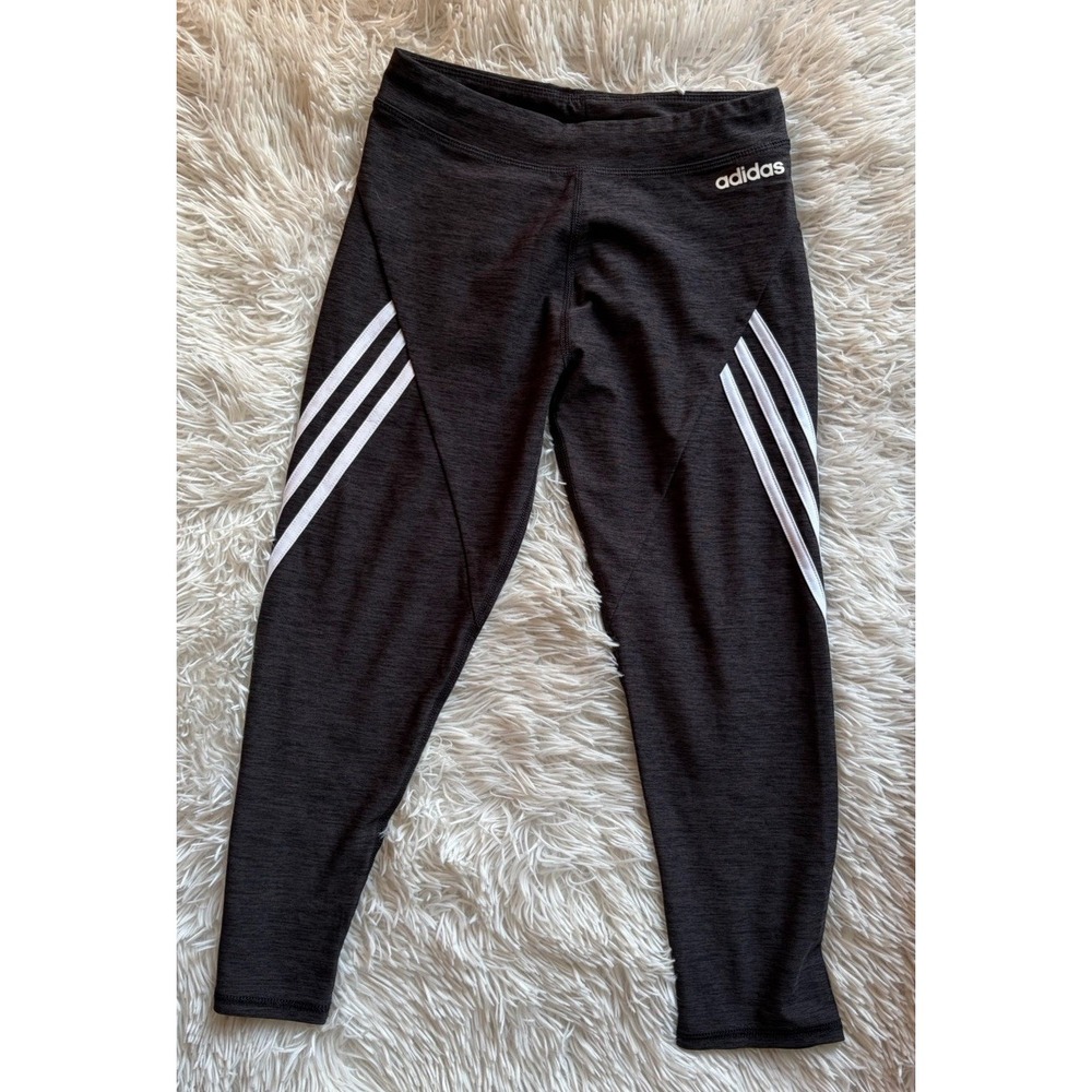Adidas Track Pants Boys Size 7 Black White Stripes Pull On Comfort Stretch